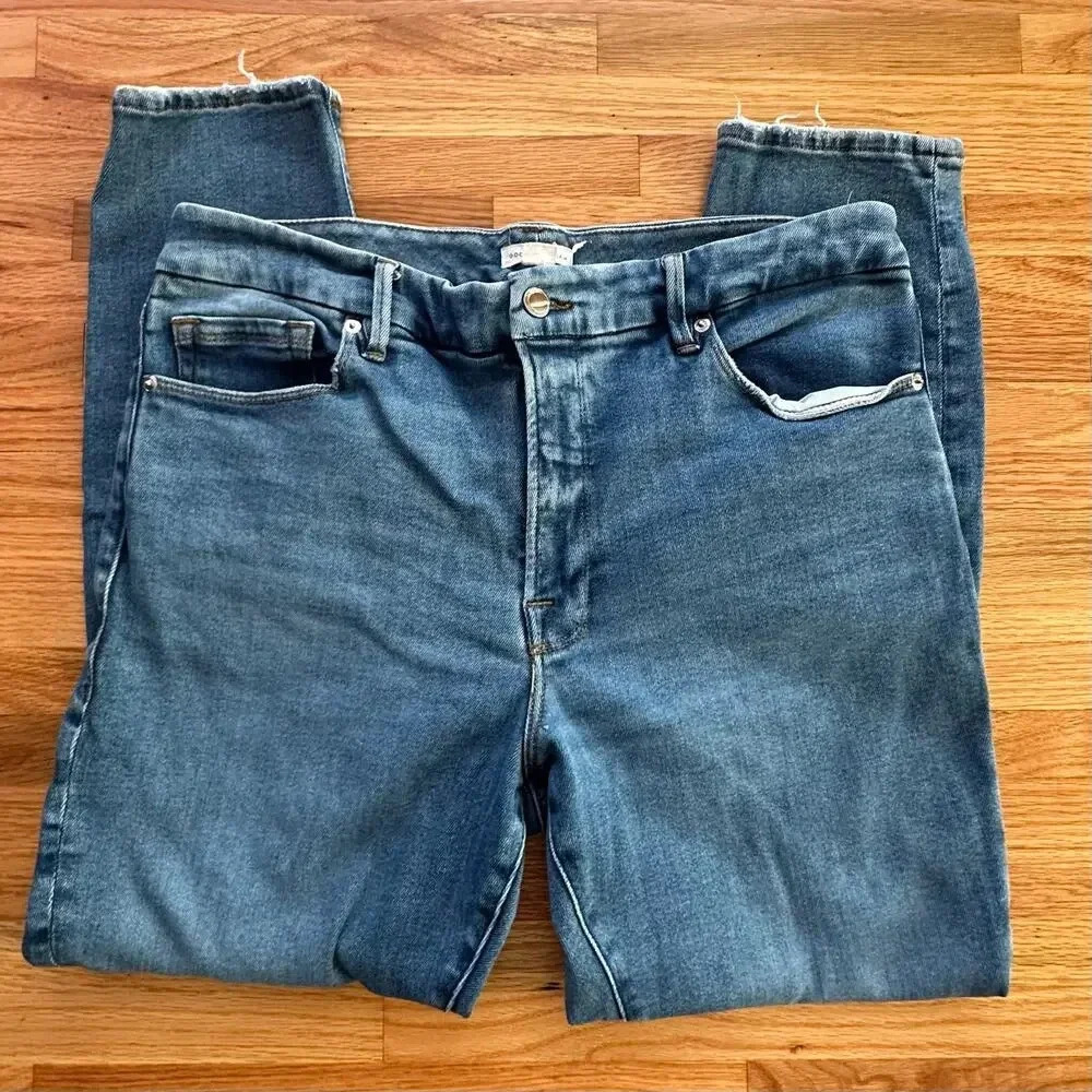 GOOD AMERICAN x Womens Distressed Ripped Denim Skinny Jeans l SIZE 15